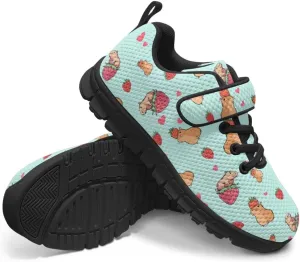 Kids Cute Sneakers for Girls School Single Buckle Sports Shoes Breathable Lightweight Walking Running Shoes