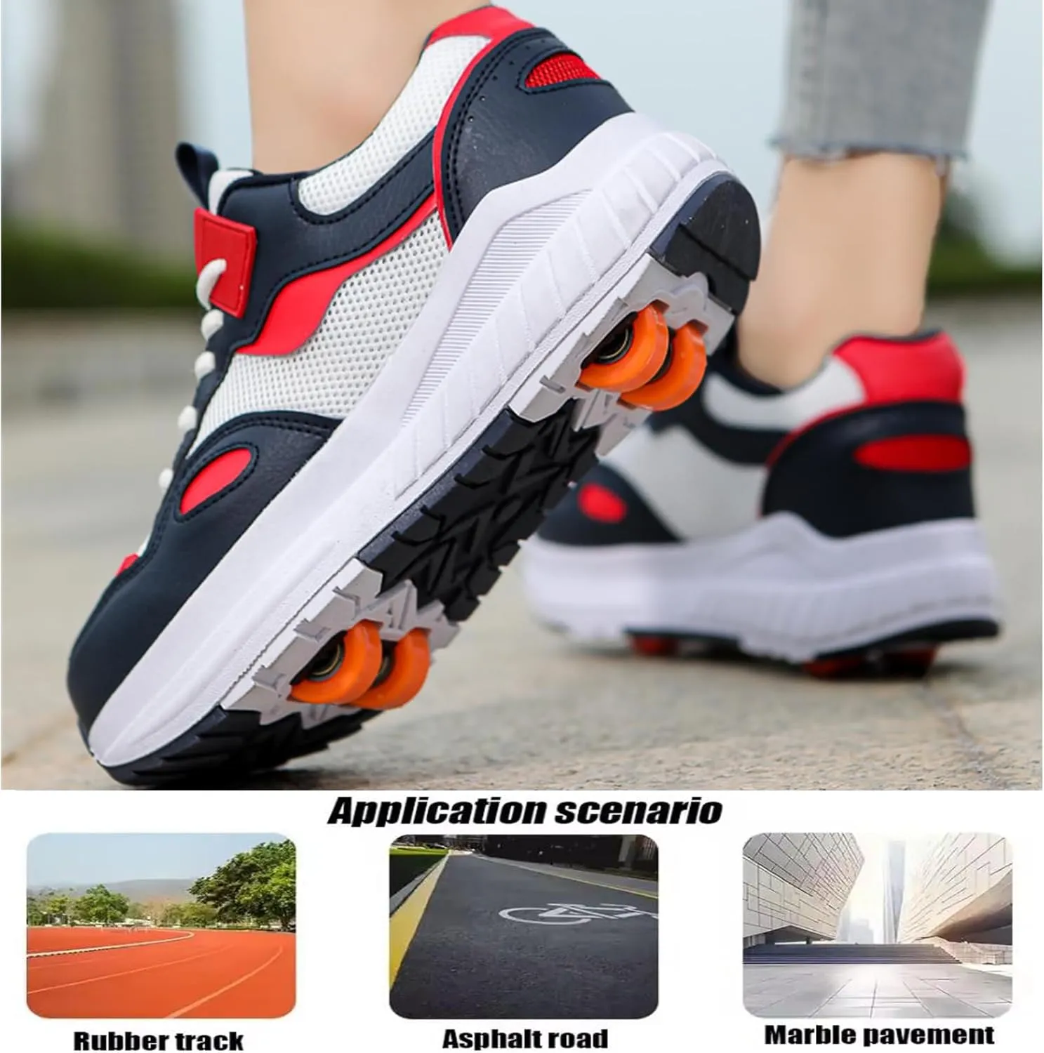 Kids Roller Skate Shoes with 4 Wheels Roller Sneakers for Boys Girls Wheeled Shoes ﻿Detachable Wheels for Party Birthday Christmas Day