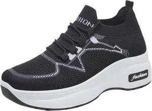 Ladies Fashion Solid Color Mesh Breathable Round Toe Low Top Flat Lifestyle Shoes