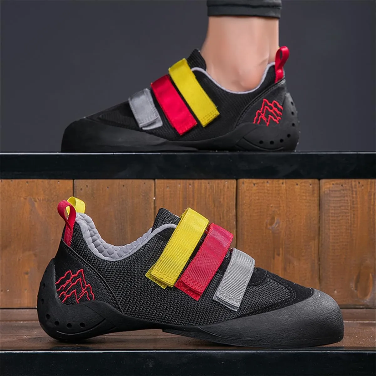 Ladies Rock Climbing Trainers Hook & Loop Non Slip Wall Climbing Training Shoes Casual Comfort Bouldering Sneakers