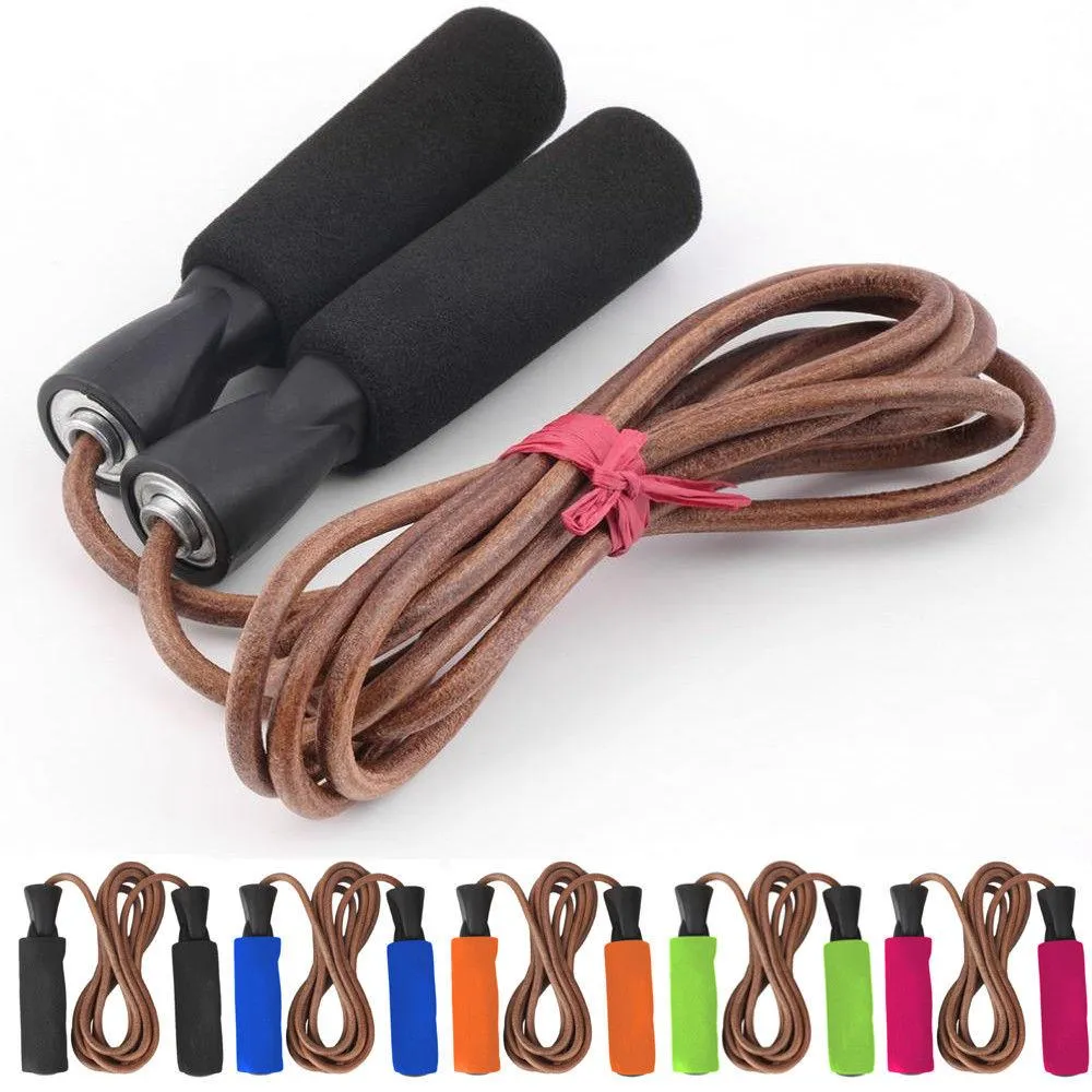 Leather Skipping Jump Rope - Green