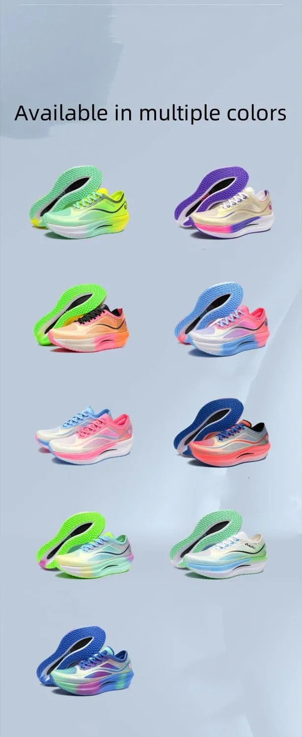 Leisure Exercise Jogging Breathable mesh Full Palm Carbon Plate Running Shoes, Lightweight Cushioning Racing Training Sports Shoes for Men and Women