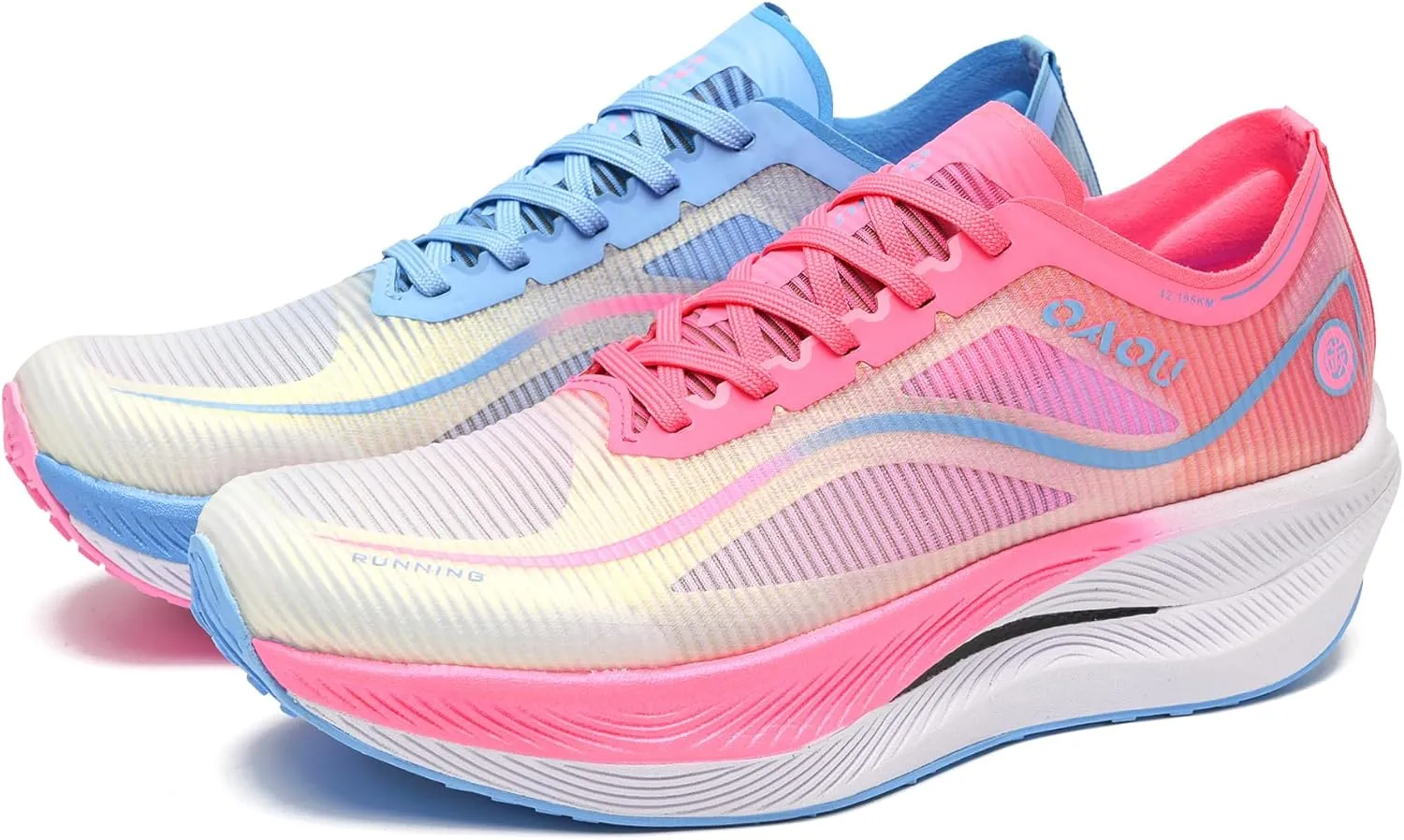 Leisure Exercise Jogging Breathable mesh Full Palm Carbon Plate Running Shoes, Lightweight Cushioning Racing Training Sports Shoes for Men and Women
