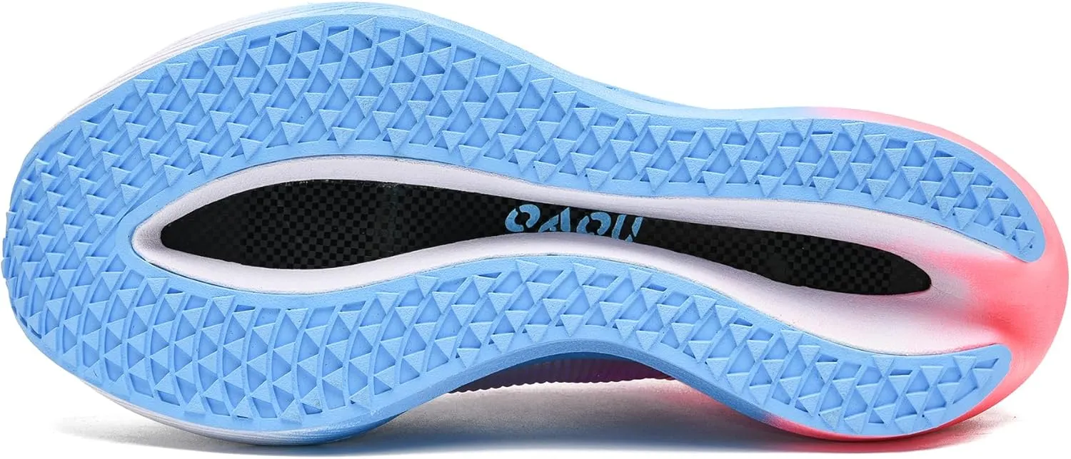Leisure Exercise Jogging Breathable mesh Full Palm Carbon Plate Running Shoes, Lightweight Cushioning Racing Training Sports Shoes for Men and Women