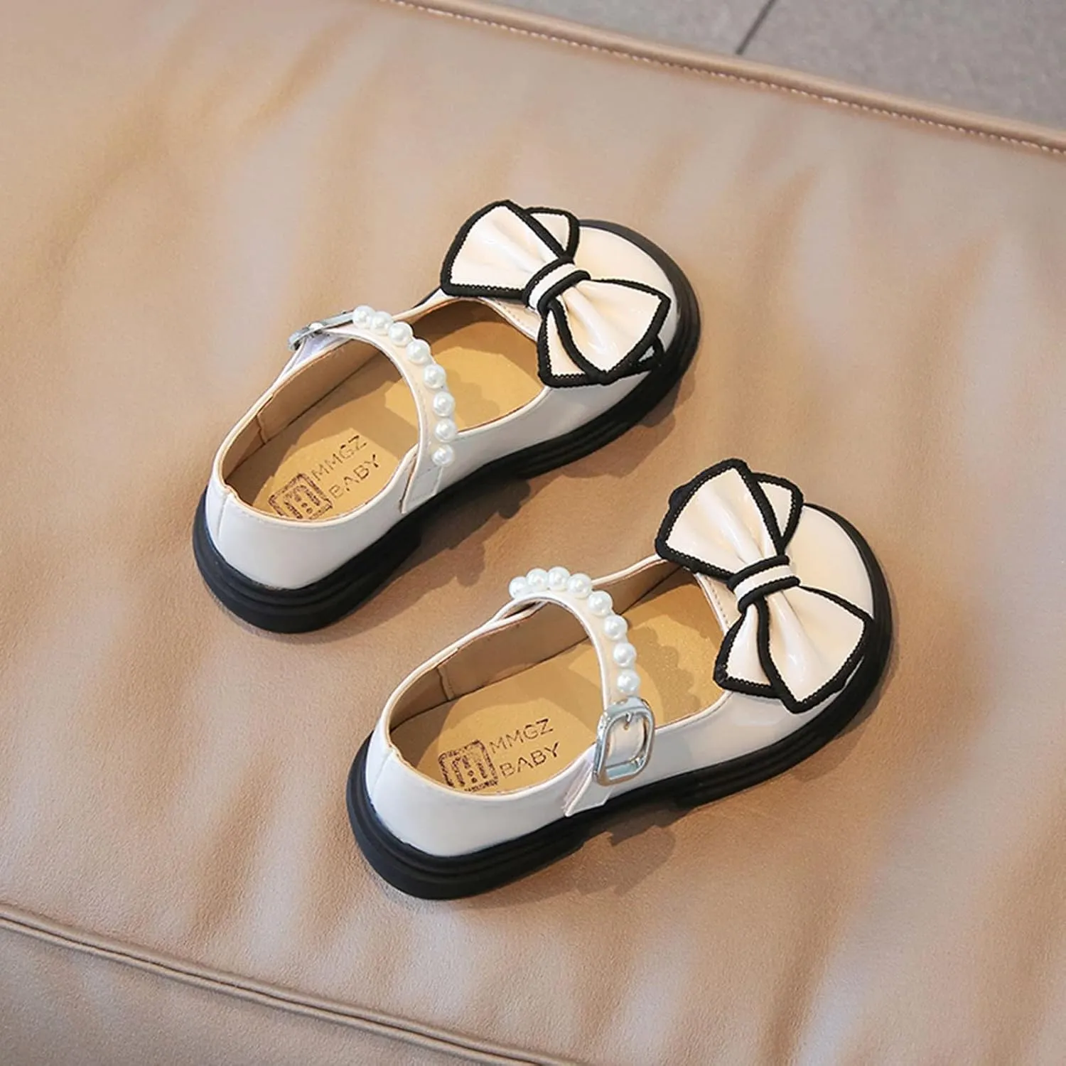 Little Girls Boots Size 3 Fashion Autumn Girls Casual Shoes Thick Sole Round Toe Bow Pearl Girls Boots 11