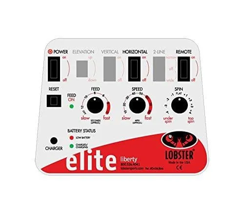 Lobster Sports – Elite Liberty Tennis Ball Machine – Smaller Battery Operated – Lightweight – Full-Featured Tennis Ball Hopper – Random Oscillation – Battery Charger Included – Optional Accessories