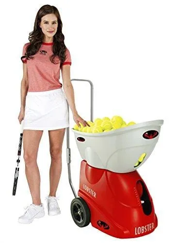 Lobster Sports – Elite Liberty Tennis Ball Machine – Smaller Battery Operated – Lightweight – Full-Featured Tennis Ball Hopper – Random Oscillation – Battery Charger Included – Optional Accessories