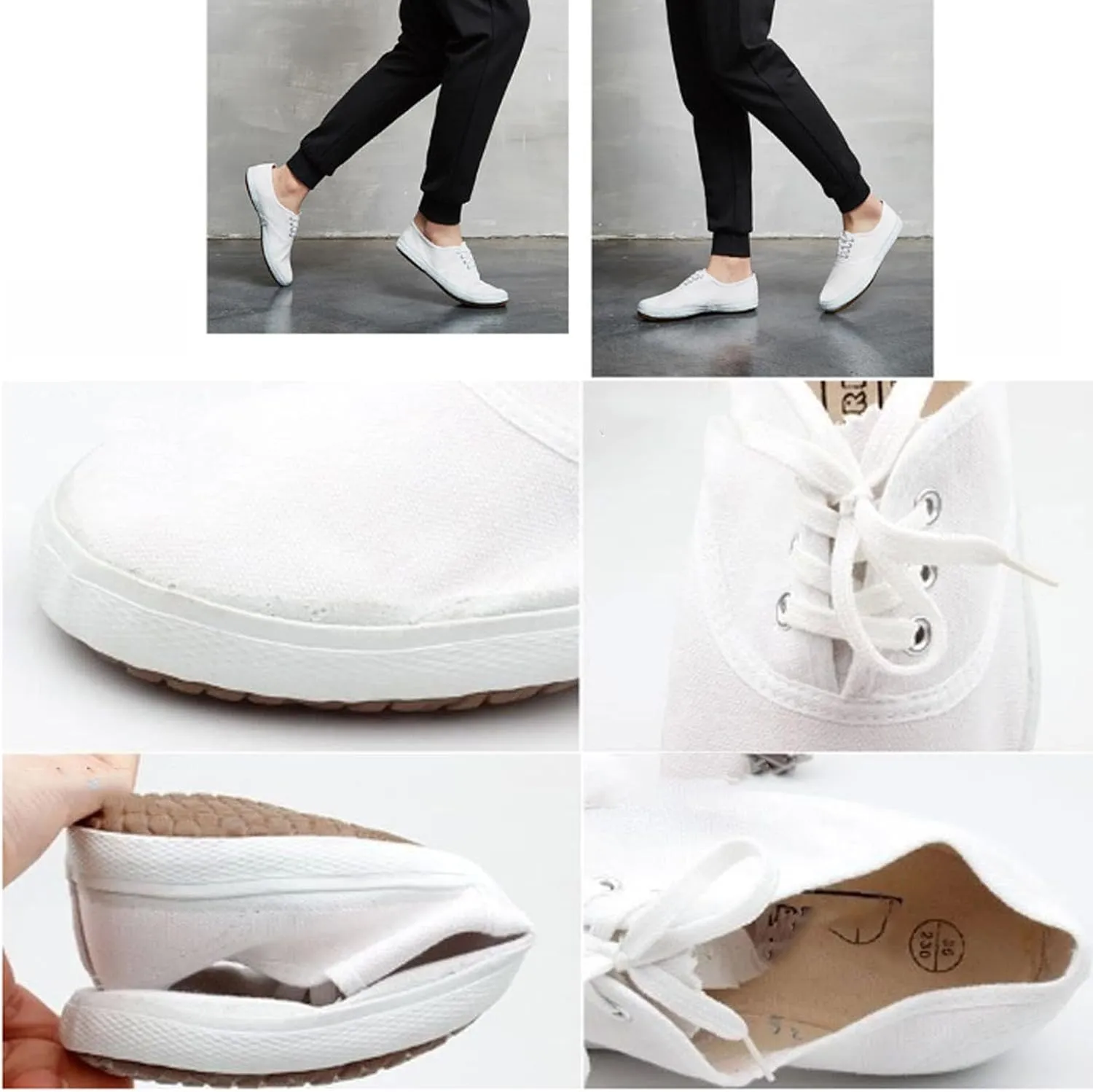 Martial Arts Canvas Shoes,Tai Chi Shoes Unisex Soft-Soled Breathable Training Shoes,Karate Kung Fu Tai Chi Shoes Non Slip Trainer Shoes,Taekwondo Shoes(Size:34EU,Color:White)
