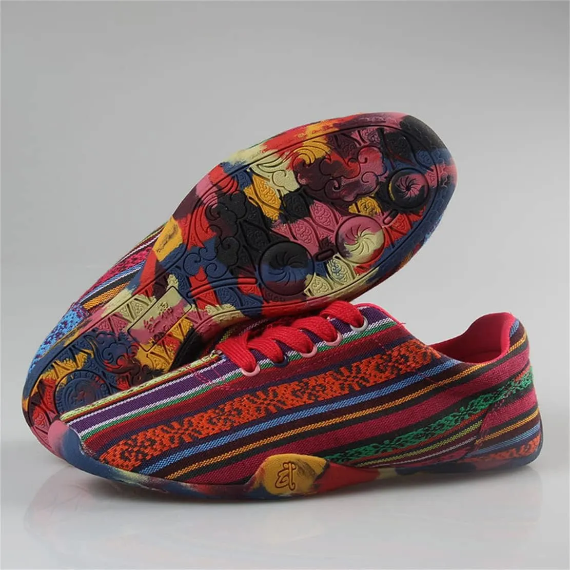 Martial Arts Shoes for Women Tai Chi Kung Fu Sneakers Breathable Soft Low-Top Canvas Taekwondo Trainers