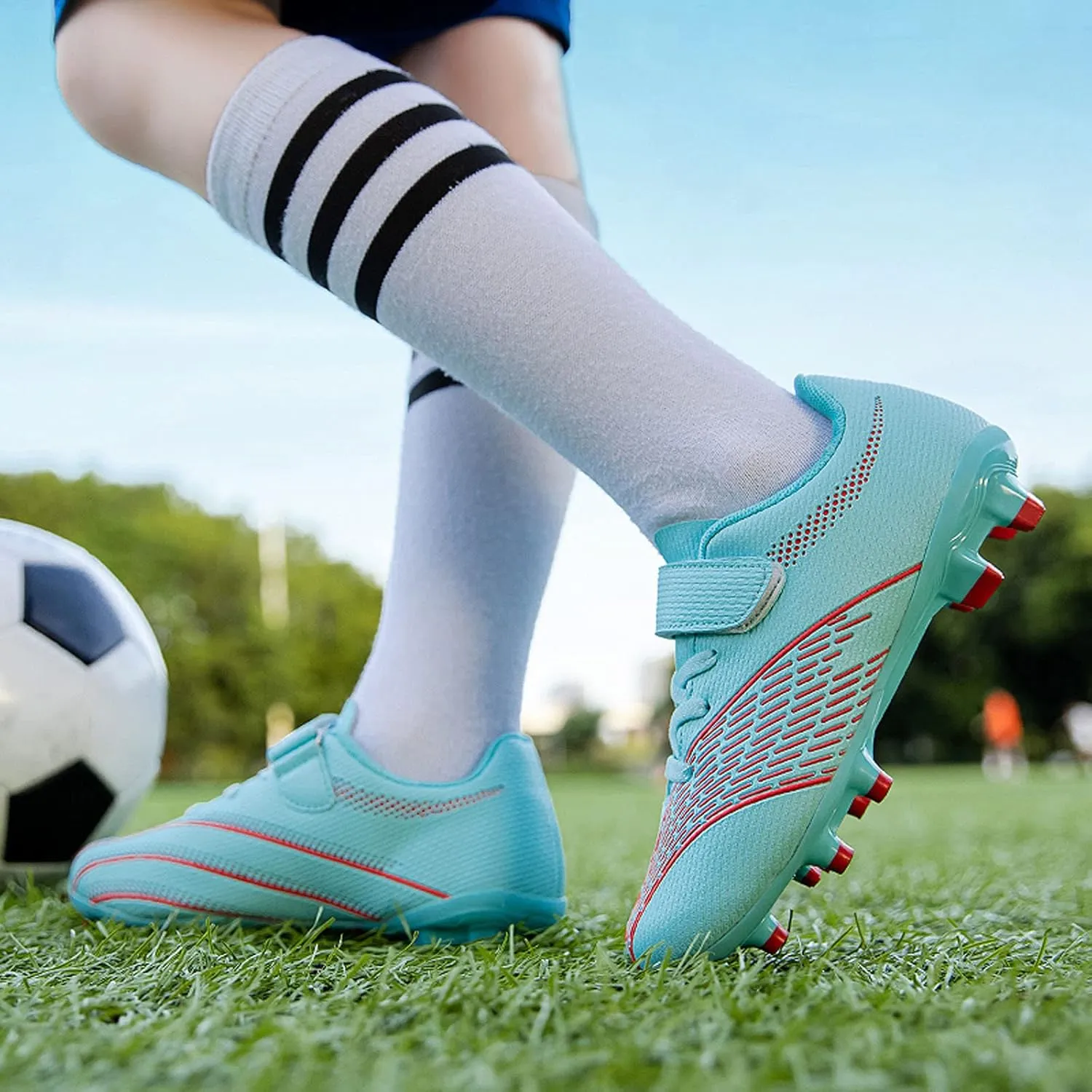 Meidiastra Boys Girls Soccer Shoes FG/TF Teenager Soccer Athletic Training Shoes Indoor Outdoor Cleats Spikes Soccer Football Shoes