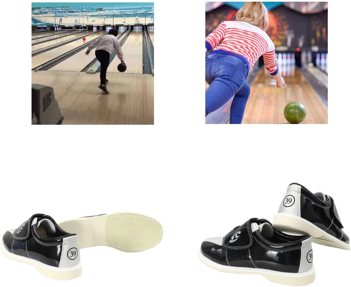 Men Women Bowling Shoes with Sliding Sole Bowling Training Shoes Lightweight Breathab for Beginner