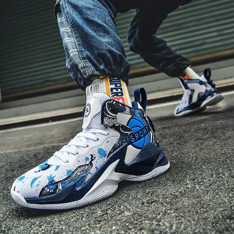 Men Women Lace Up High Top Basketball Shoes Breathable Non Slip Outdoor Fashion Sneakers Lightweight Volleyball Shoes Non Slip Basketball Shoes