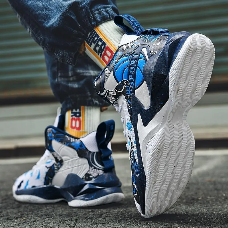 Men Women Lace Up High Top Basketball Shoes Breathable Non Slip Outdoor Fashion Sneakers Lightweight Volleyball Shoes Non Slip Basketball Shoes