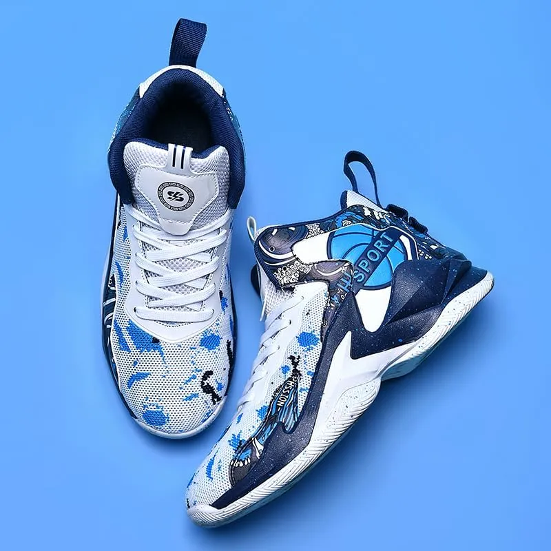Men Women Lace Up High Top Basketball Shoes Breathable Non Slip Outdoor Fashion Sneakers Lightweight Volleyball Shoes Non Slip Basketball Shoes