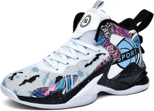 Men Women Lace Up High Top Basketball Shoes Breathable Non Slip Outdoor Fashion Sneakers Lightweight Volleyball Shoes Non Slip Basketball Shoes