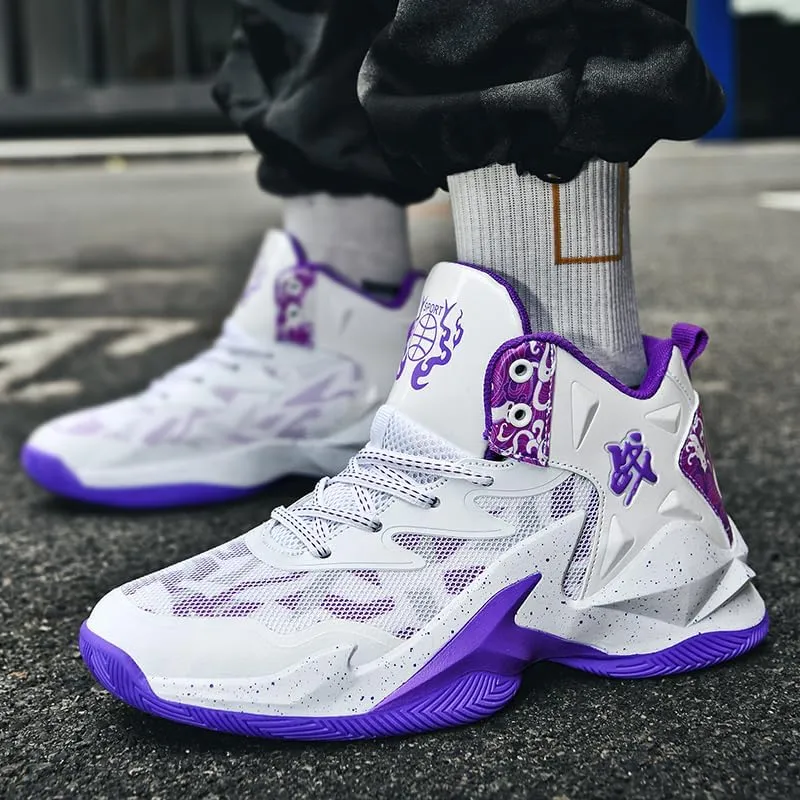Men Women Lace Up High Top Basketball Shoes Breathable Non Slip Outdoor Fashion Sneakers Lightweight Volleyball Shoes Non Slip Basketball Shoes