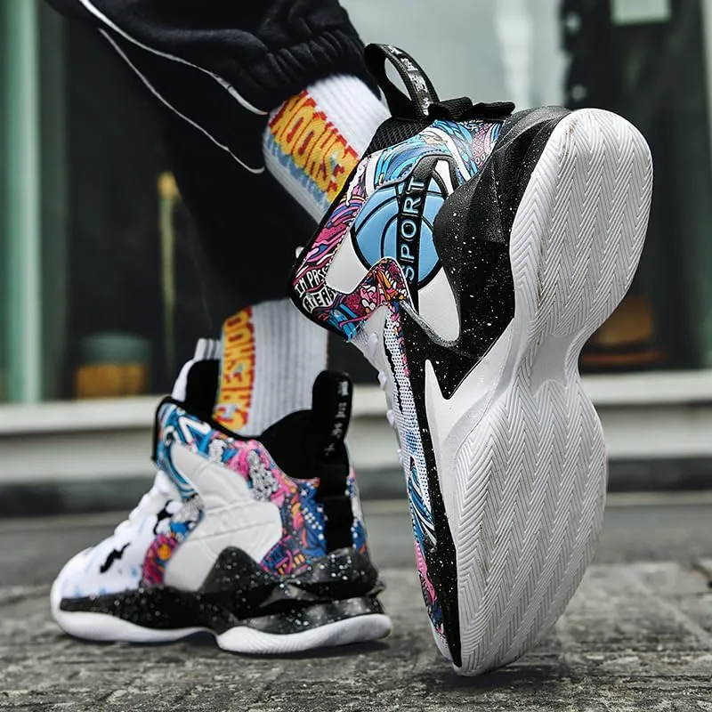 Men Women Lace Up High Top Basketball Shoes Breathable Non Slip Outdoor Fashion Sneakers Lightweight Volleyball Shoes Non Slip Basketball Shoes