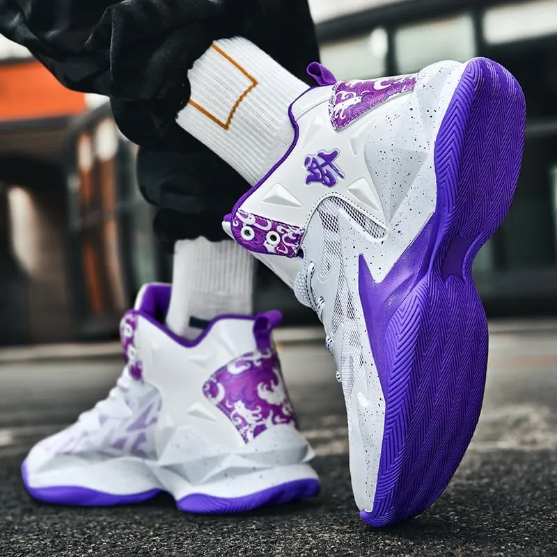 Men Women Lace Up High Top Basketball Shoes Breathable Non Slip Outdoor Fashion Sneakers Lightweight Volleyball Shoes Non Slip Basketball Shoes