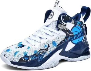 Men Women Lace Up High Top Basketball Shoes Breathable Non Slip Outdoor Fashion Sneakers Lightweight Volleyball Shoes Non Slip Basketball Shoes