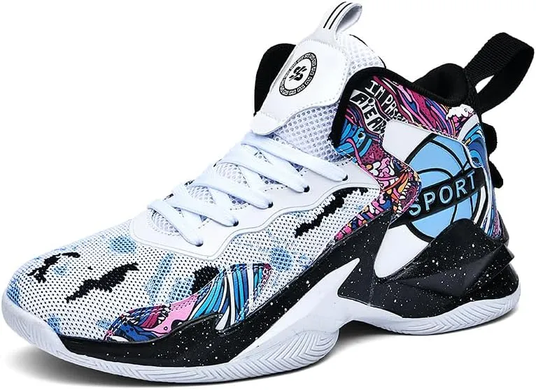 Men Women Lace Up High Top Basketball Shoes Breathable Non Slip Outdoor Fashion Sneakers Lightweight Volleyball Shoes Non Slip Basketball Shoes