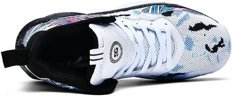 Men Women Lace Up High Top Basketball Shoes Breathable Non Slip Outdoor Fashion Sneakers Lightweight Volleyball Shoes Non Slip Basketball Shoes