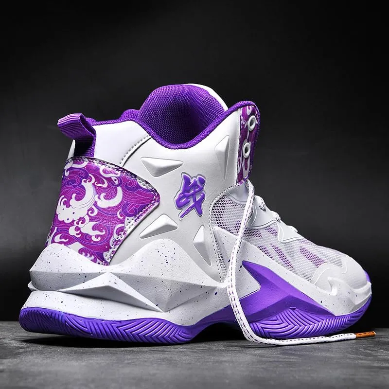 Men Women Lace Up High Top Basketball Shoes Breathable Non Slip Outdoor Fashion Sneakers Lightweight Volleyball Shoes Non Slip Basketball Shoes
