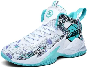 Men Women Lace Up High Top Basketball Shoes Breathable Non Slip Outdoor Fashion Sneakers Lightweight Volleyball Shoes Non Slip Basketball Shoes
