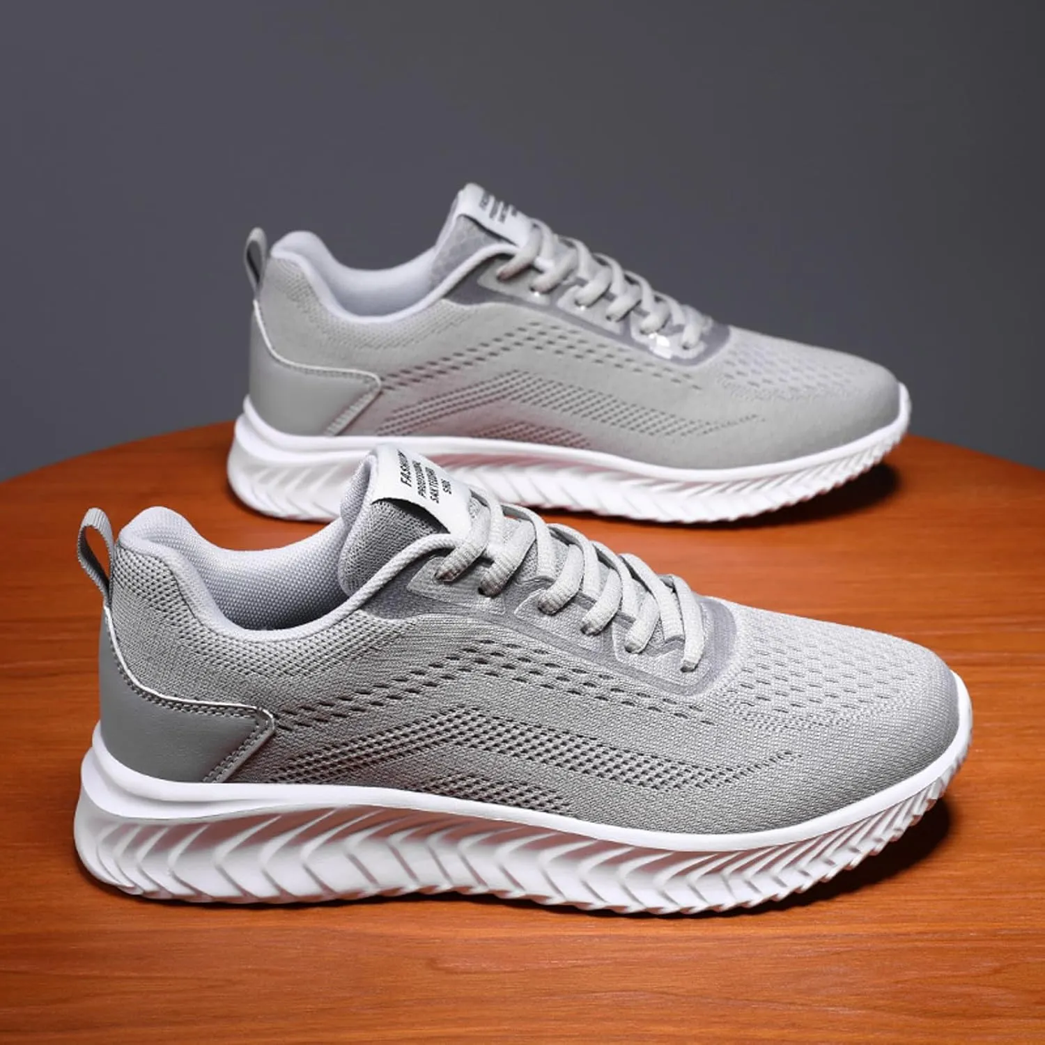 Mens Arch Support Running Shoes Long Walking Fashion Sneakers Lace Up Casual Comfortable Soft Sole Work Tennis Sport Athletic Trainers Shoes with Breathable Mesh Black Footwear