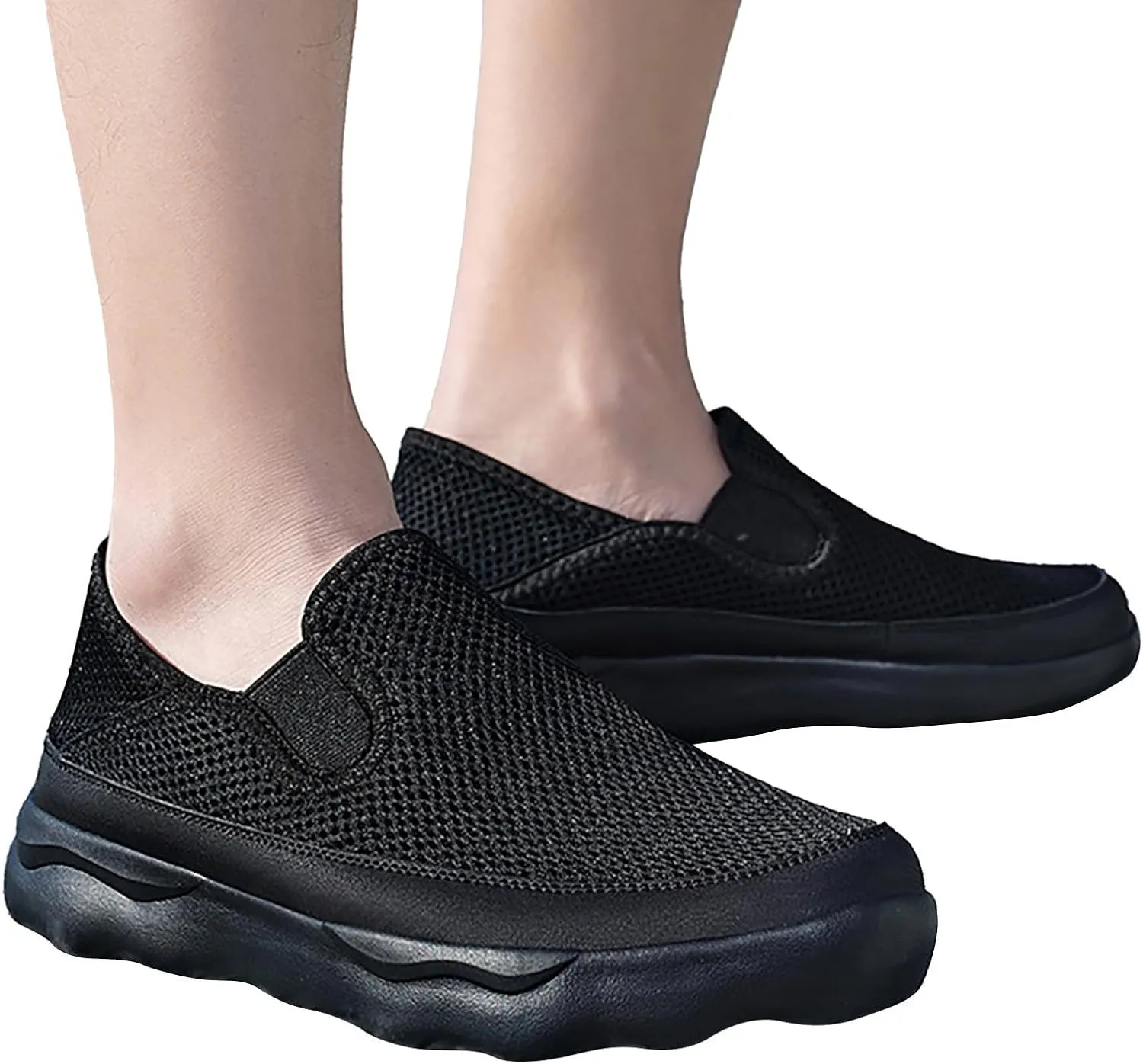 Mens Athletic Slip on Walking Sneakers: Breathable Mesh Lightweight Design with Non Slip Thick Sole for All-Day Comfort in Running, Gym & Travel Long Standing for Men