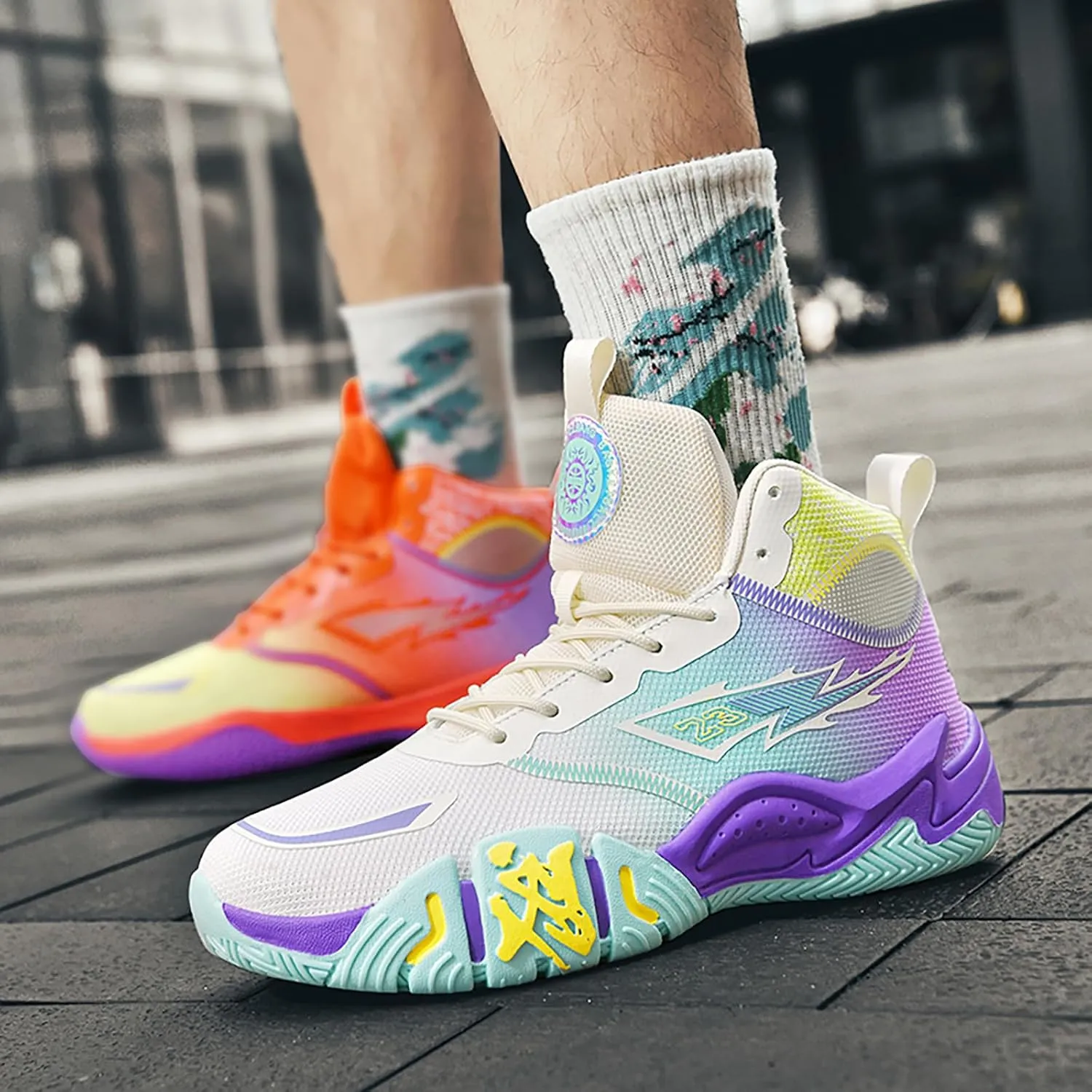 Mens Basketball Shoes Womens High Top Breathable Sneakers Fashion Non Slip Outdoor Sport Shoes Volleyball Shoes
