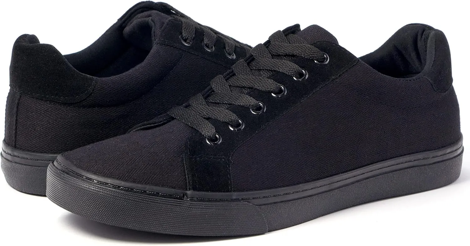 Men's Black Classic Low Top Shoes Canvas Fashion Sneaker with Soft Insole Causal Dress Shoes for Men Comfortable Walking Shoes