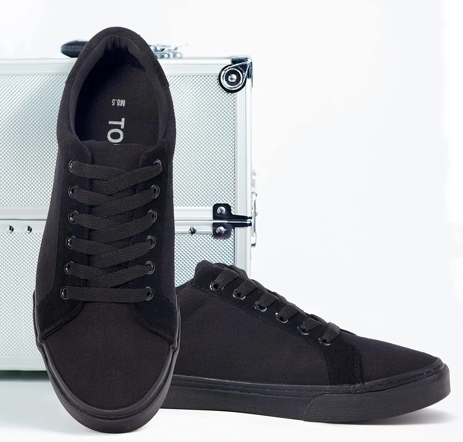 Men's Black Classic Low Top Shoes Canvas Fashion Sneaker with Soft Insole Causal Dress Shoes for Men Comfortable Walking Shoes