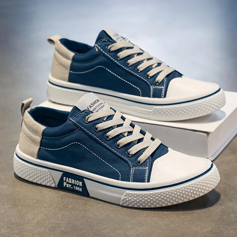 Men's Breathable Canvas Lace-Up Skate Shoes for All Season