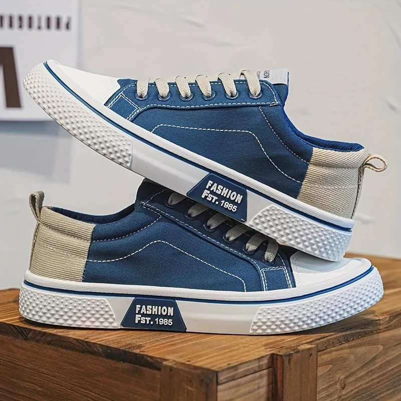 Men's Breathable Canvas Lace-Up Skate Shoes for All Season