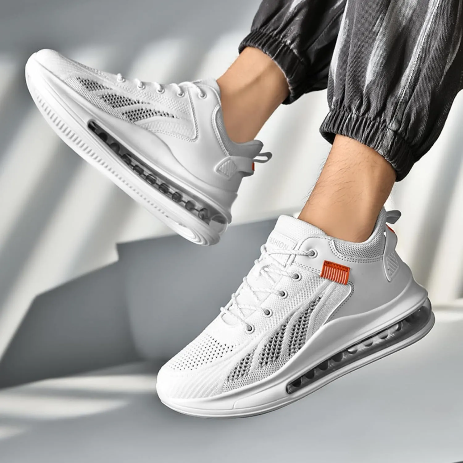 Men's Breathable Mesh Air Cushion Road Running Shoes Non-Slip Training Athletic Sports Outdoor Jogging Tennis Sneakers