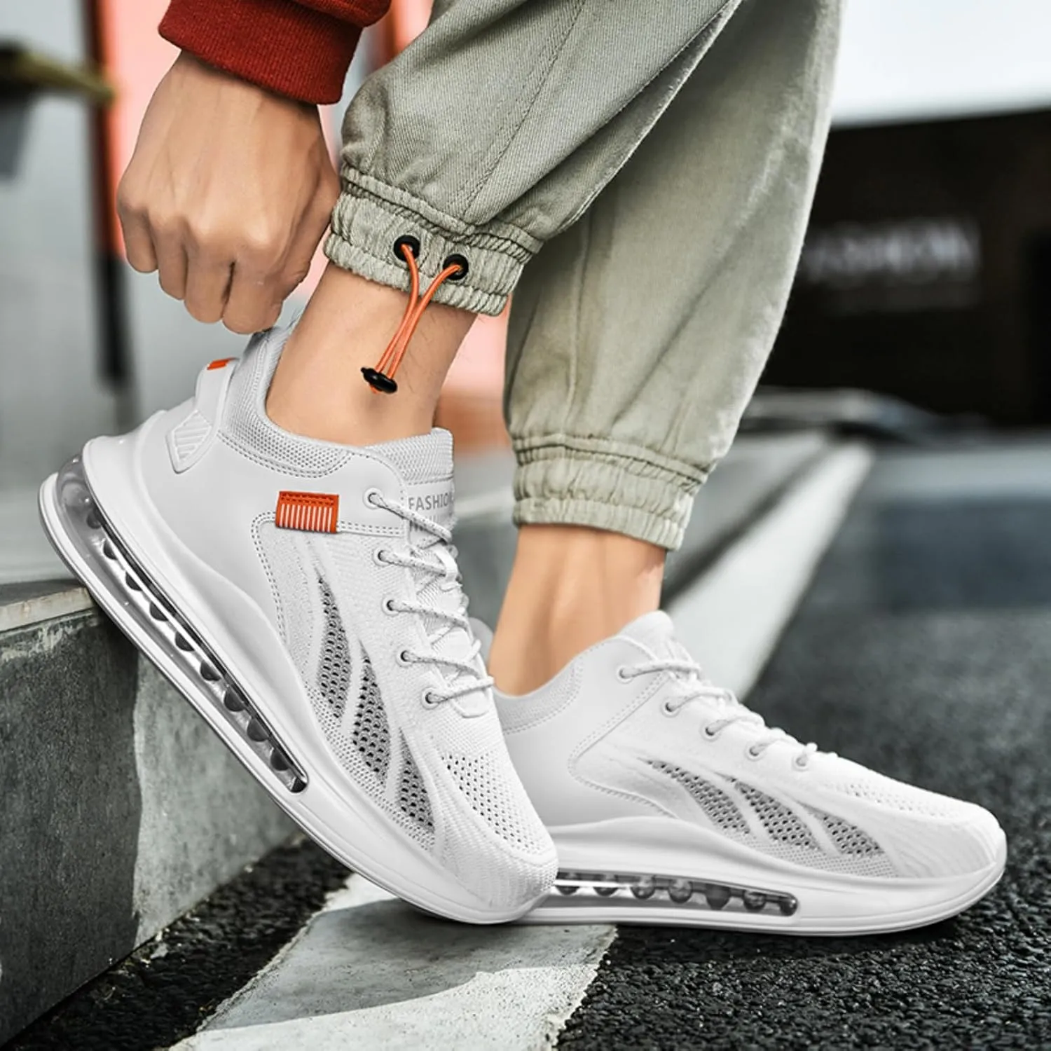 Men's Breathable Mesh Air Cushion Road Running Shoes Non-Slip Training Athletic Sports Outdoor Jogging Tennis Sneakers