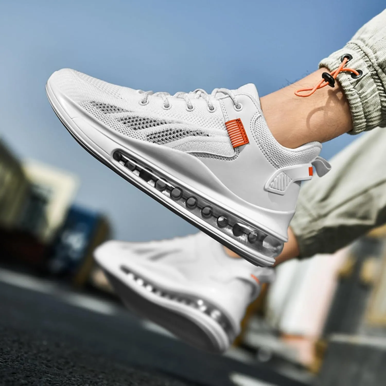 Men's Breathable Mesh Air Cushion Road Running Shoes Non-Slip Training Athletic Sports Outdoor Jogging Tennis Sneakers