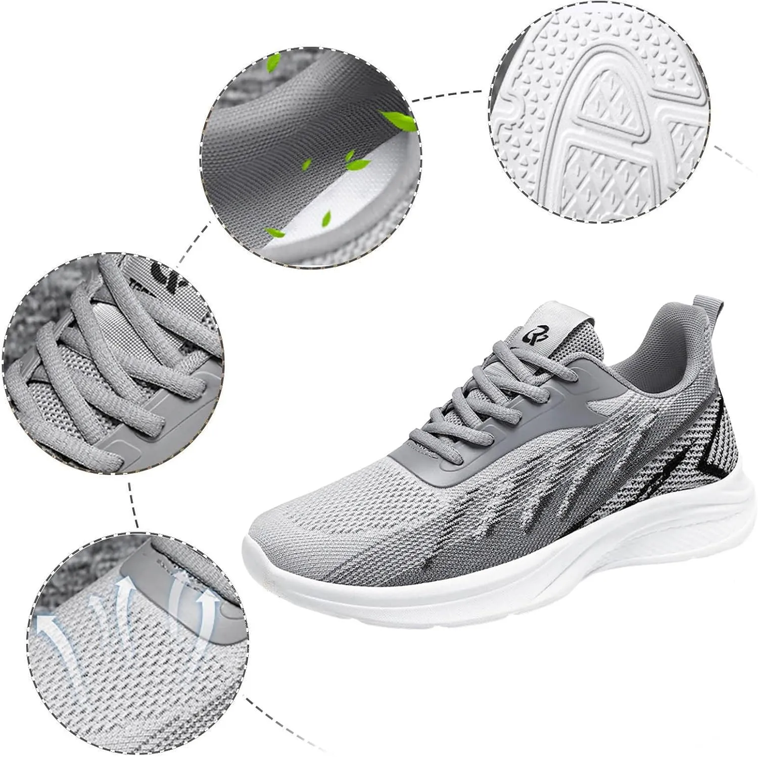 Mens Casual Lace-Up Sneakers Ultra Lightweight Breathable Mesh & Memory Foam Insole - Non Slip Comfort for City Walking & Travel Fahionable Shoes for Men