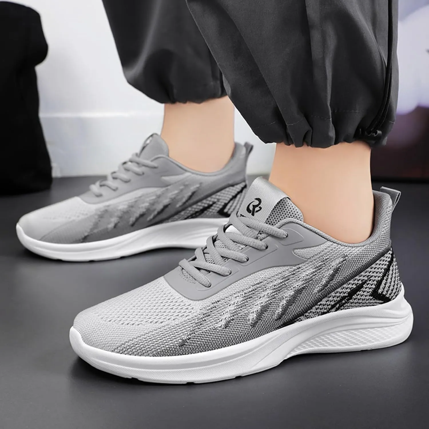 Mens Casual Lace-Up Sneakers Ultra Lightweight Breathable Mesh & Memory Foam Insole - Non Slip Comfort for City Walking & Travel Fahionable Shoes for Men