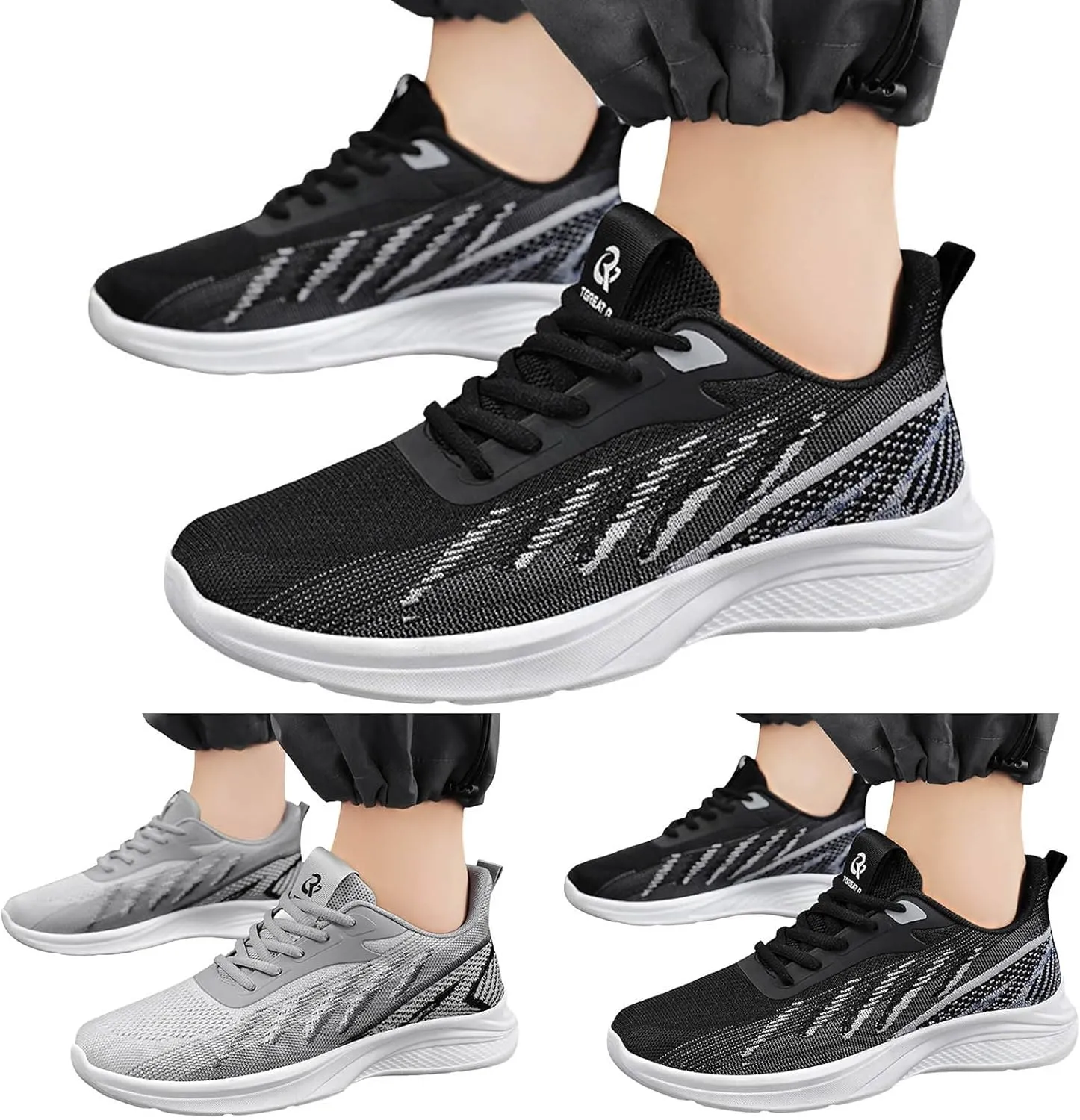 Mens Casual Lace-Up Sneakers Ultra Lightweight Breathable Mesh & Memory Foam Insole - Non Slip Comfort for City Walking & Travel Fahionable Shoes for Men