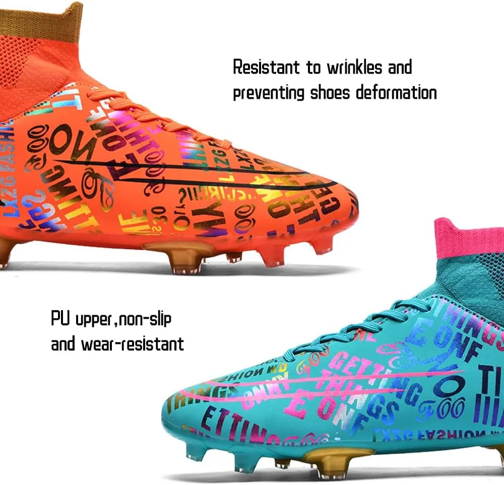 Men's Cleats Firm Ground Soccer Shoes Athletic Lightweight Running Outdoor Turf Comfortable Training Football Shoes