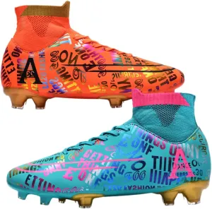 Men's Cleats Firm Ground Soccer Shoes Athletic Lightweight Running Outdoor Turf Comfortable Training Football Shoes