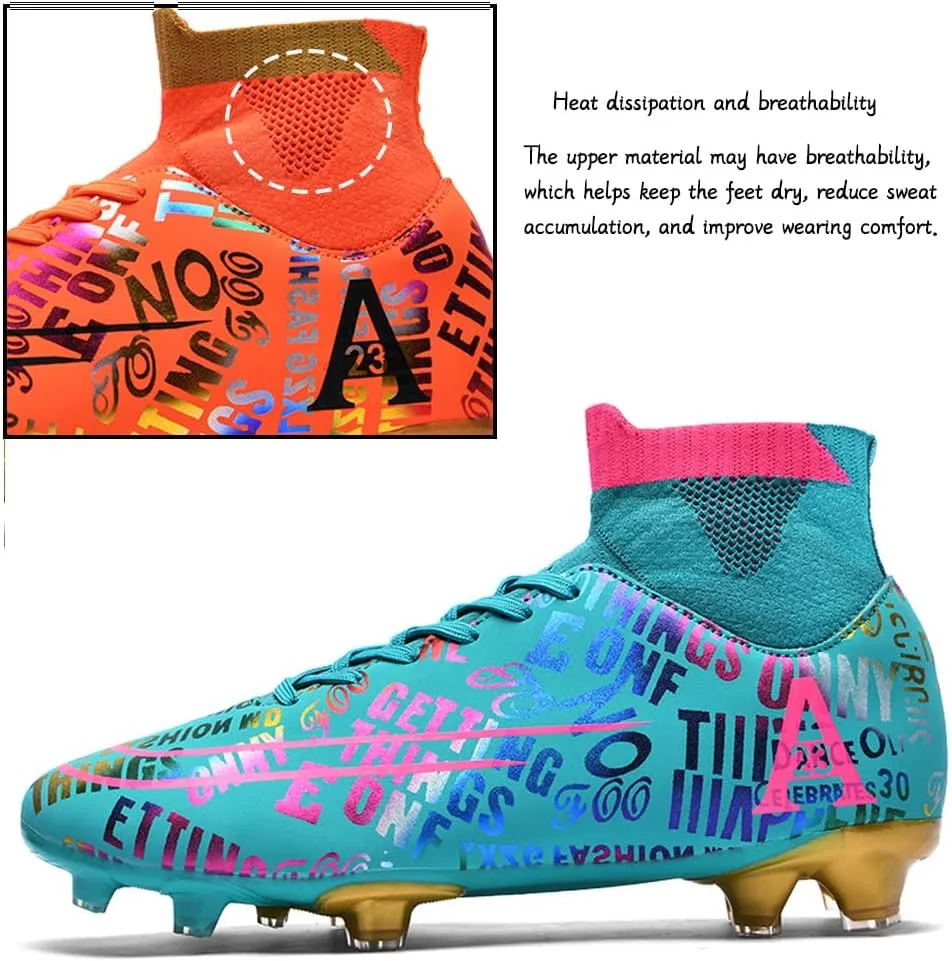 Men's Cleats Firm Ground Soccer Shoes Athletic Lightweight Running Outdoor Turf Comfortable Training Football Shoes