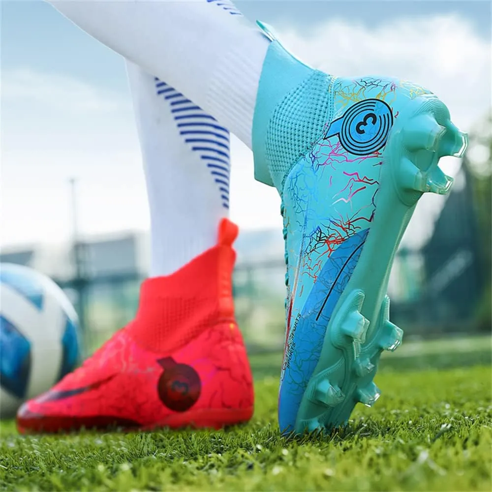 Men's Cleats Firm Ground Soccer Shoes Athletic Lightweight Running Outdoor Turf Comfortable Training Football Shoes
