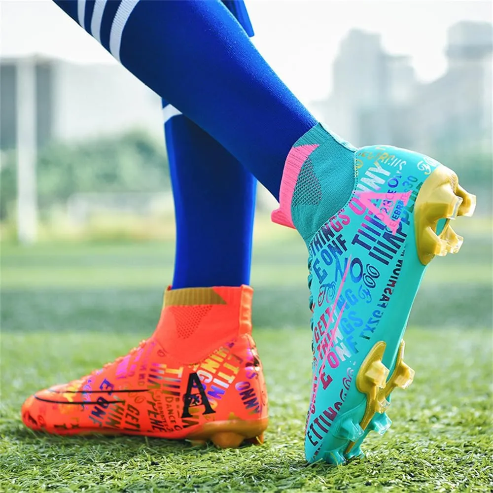 Men's Cleats Firm Ground Soccer Shoes Athletic Lightweight Running Outdoor Turf Comfortable Training Football Shoes