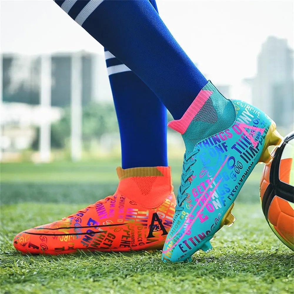 Men's Cleats Firm Ground Soccer Shoes Athletic Lightweight Running Outdoor Turf Comfortable Training Football Shoes