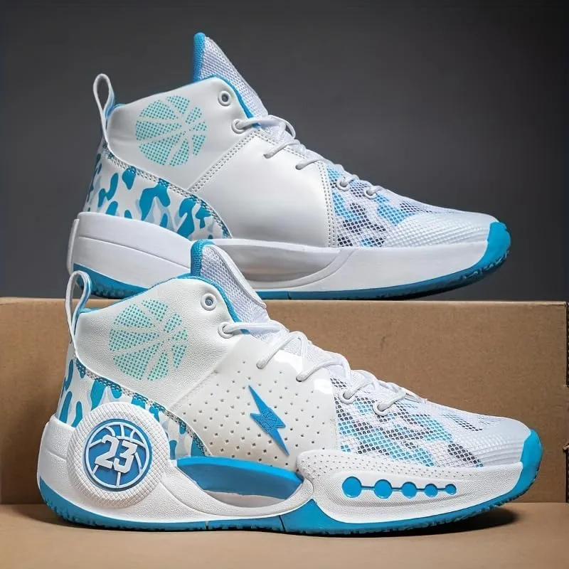 Men's Fashion Basketball Shoes  Lightweight, Breathable Lace-Up Sneakers with Non-Slip Sole for Indoor/Outdoor Play & Casual Wear