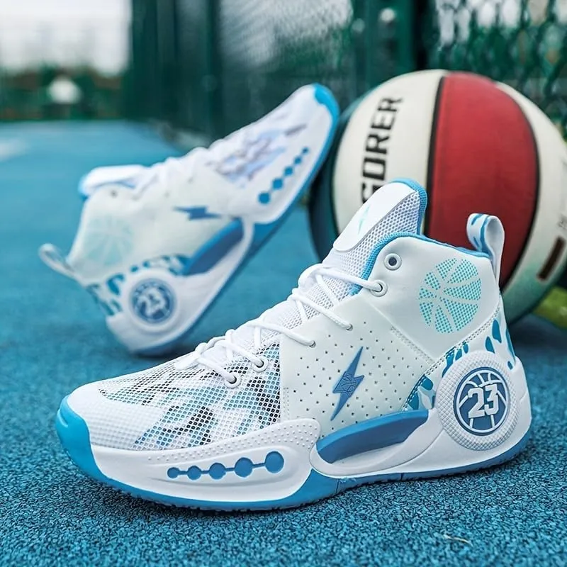 Men's Fashion Basketball Shoes  Lightweight, Breathable Lace-Up Sneakers with Non-Slip Sole for Indoor/Outdoor Play & Casual Wear