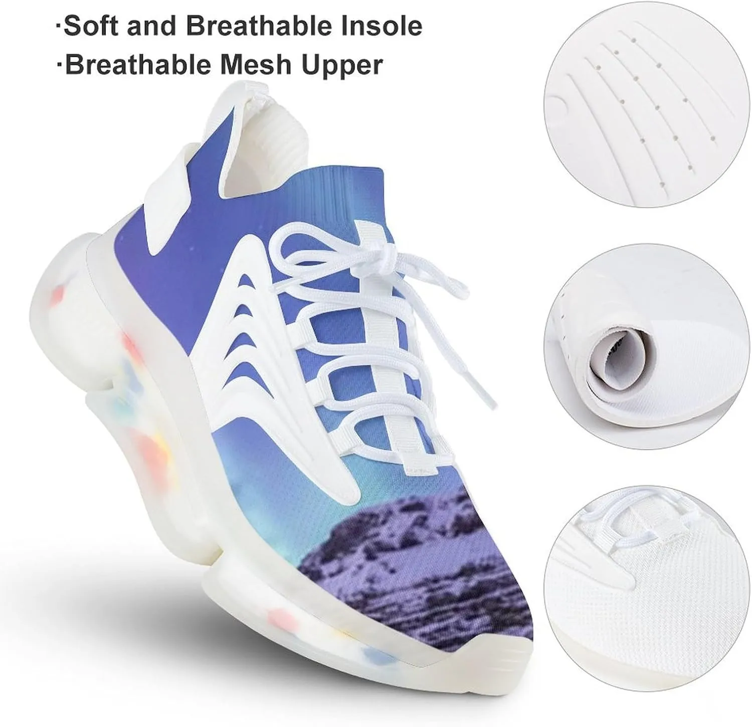 Men's Fashion Breathable 3D Tattoo Printing Trail Running Sneakers, Walking Excursion Shoes, Sports Work Trainers, Footwear Athletic Trekking