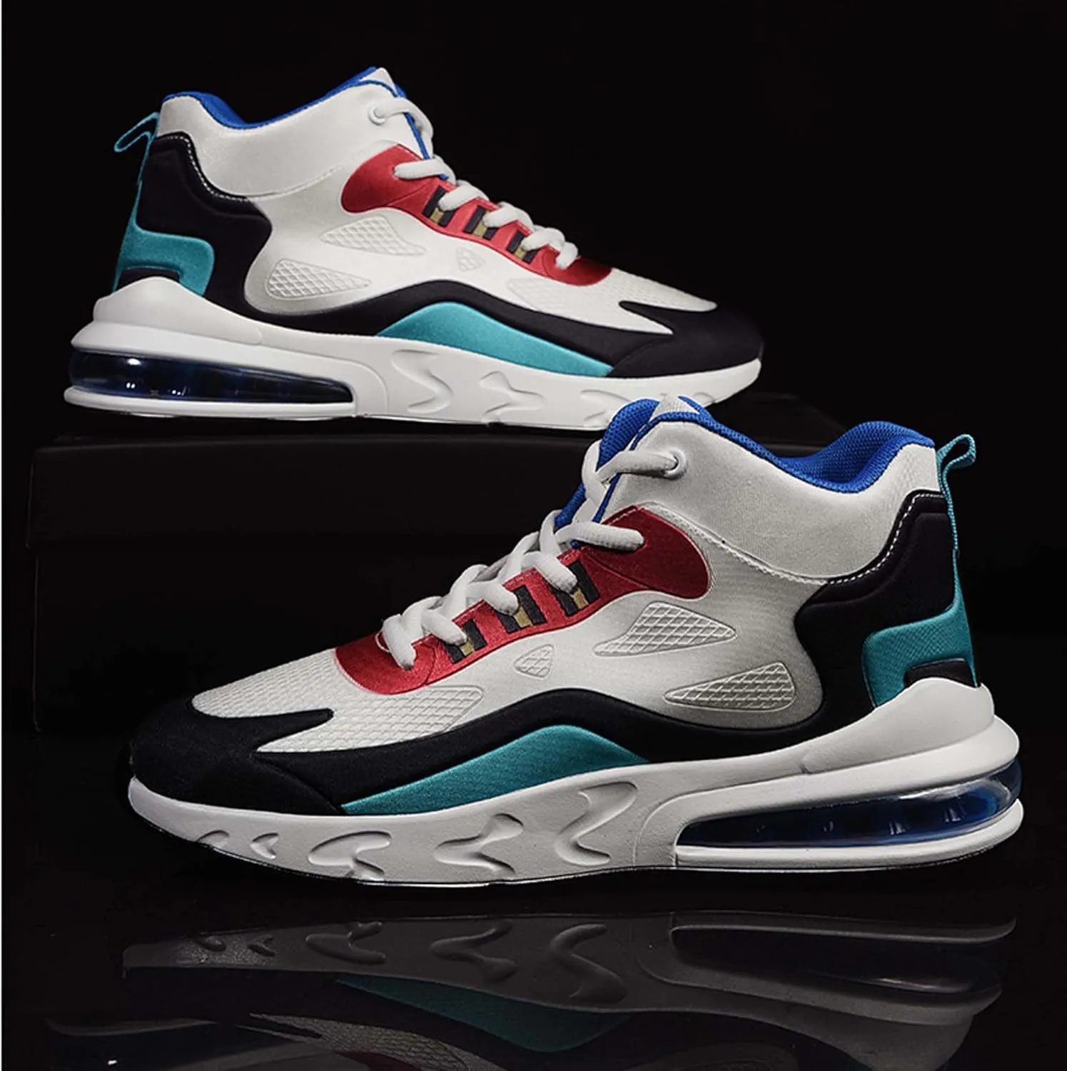 Men's High Top Sneakers Outdoor Comfortable Air Cushion Running Shoes Non-Slip Walking Trainers Fashion Basketball Sneakers